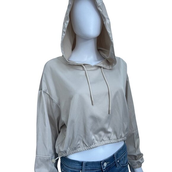 Zara Cropped Drawstring Hoodie Size M - Picture 7 of 11